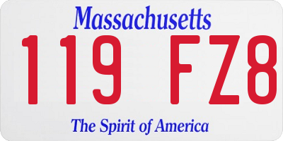 MA license plate 119FZ8