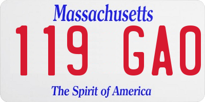 MA license plate 119GA0