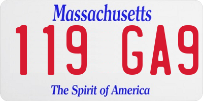 MA license plate 119GA9