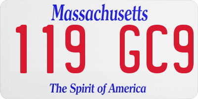 MA license plate 119GC9