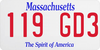 MA license plate 119GD3