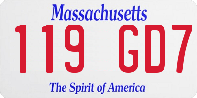 MA license plate 119GD7