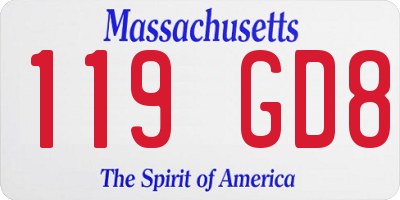 MA license plate 119GD8