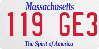 MA license plate 119GE3