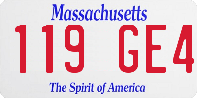 MA license plate 119GE4