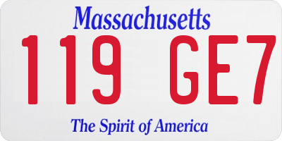 MA license plate 119GE7