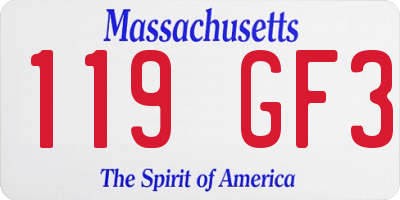 MA license plate 119GF3