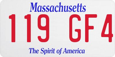 MA license plate 119GF4