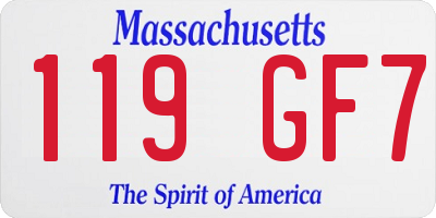 MA license plate 119GF7