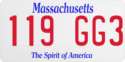 MA license plate 119GG3
