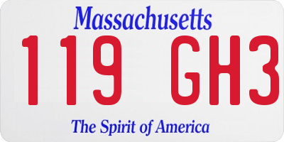 MA license plate 119GH3