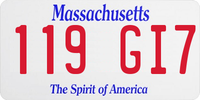 MA license plate 119GI7