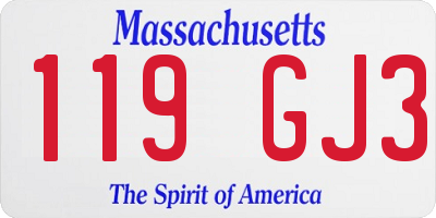 MA license plate 119GJ3