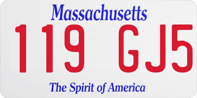 MA license plate 119GJ5