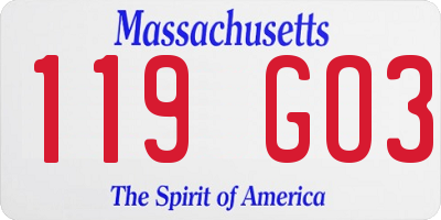 MA license plate 119GO3