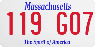 MA license plate 119GO7