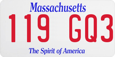 MA license plate 119GQ3