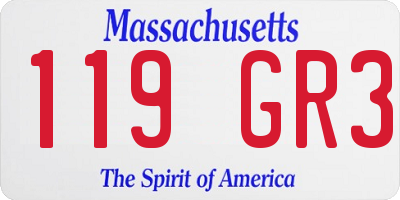 MA license plate 119GR3