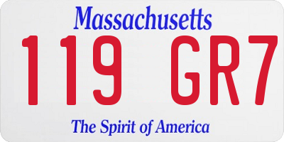 MA license plate 119GR7