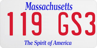 MA license plate 119GS3