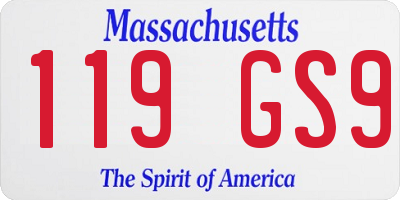 MA license plate 119GS9