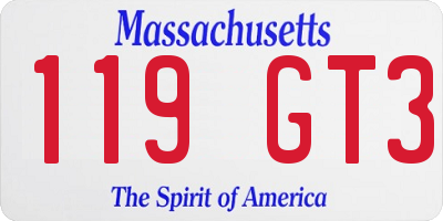 MA license plate 119GT3