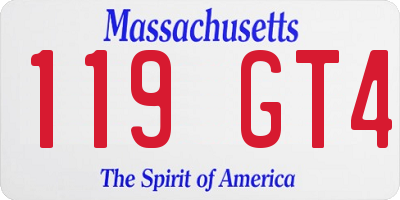 MA license plate 119GT4
