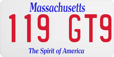 MA license plate 119GT9