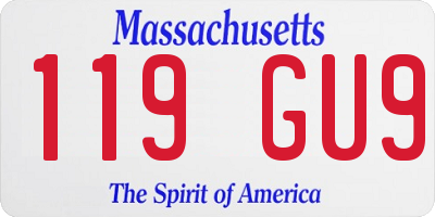 MA license plate 119GU9