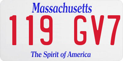 MA license plate 119GV7