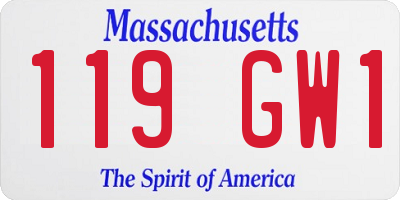 MA license plate 119GW1