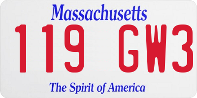 MA license plate 119GW3