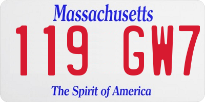 MA license plate 119GW7