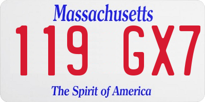 MA license plate 119GX7