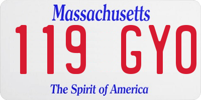 MA license plate 119GY0