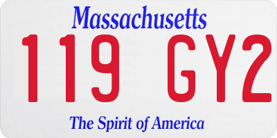 MA license plate 119GY2