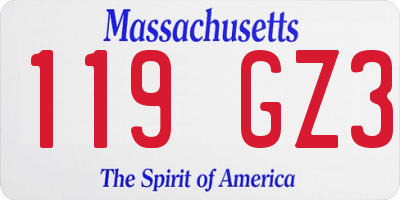 MA license plate 119GZ3