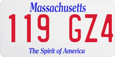 MA license plate 119GZ4