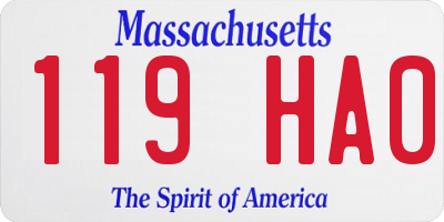 MA license plate 119HA0