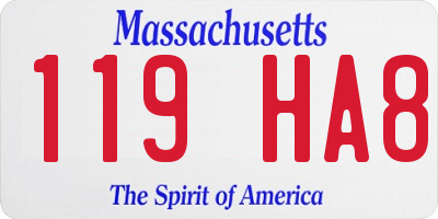 MA license plate 119HA8