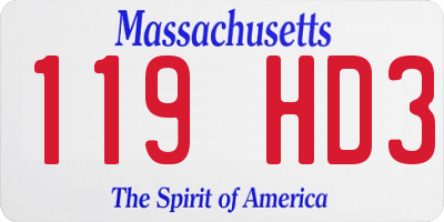 MA license plate 119HD3