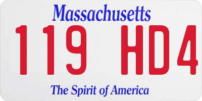 MA license plate 119HD4