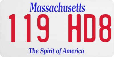 MA license plate 119HD8