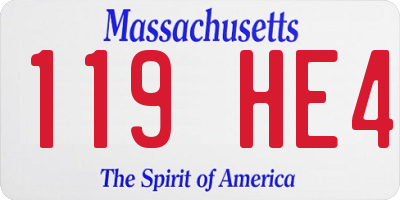 MA license plate 119HE4