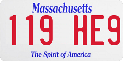 MA license plate 119HE9