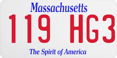 MA license plate 119HG3