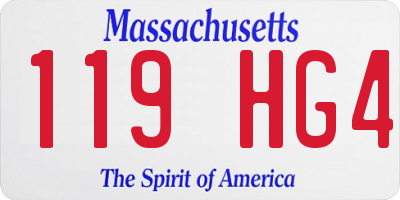 MA license plate 119HG4