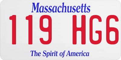 MA license plate 119HG6