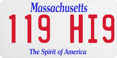 MA license plate 119HI9