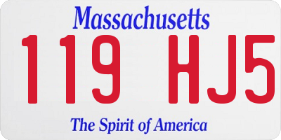 MA license plate 119HJ5
